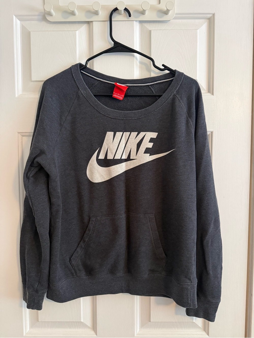 Nike Dark Gray Crewneck Sweatshirt with White Swoosh Logo